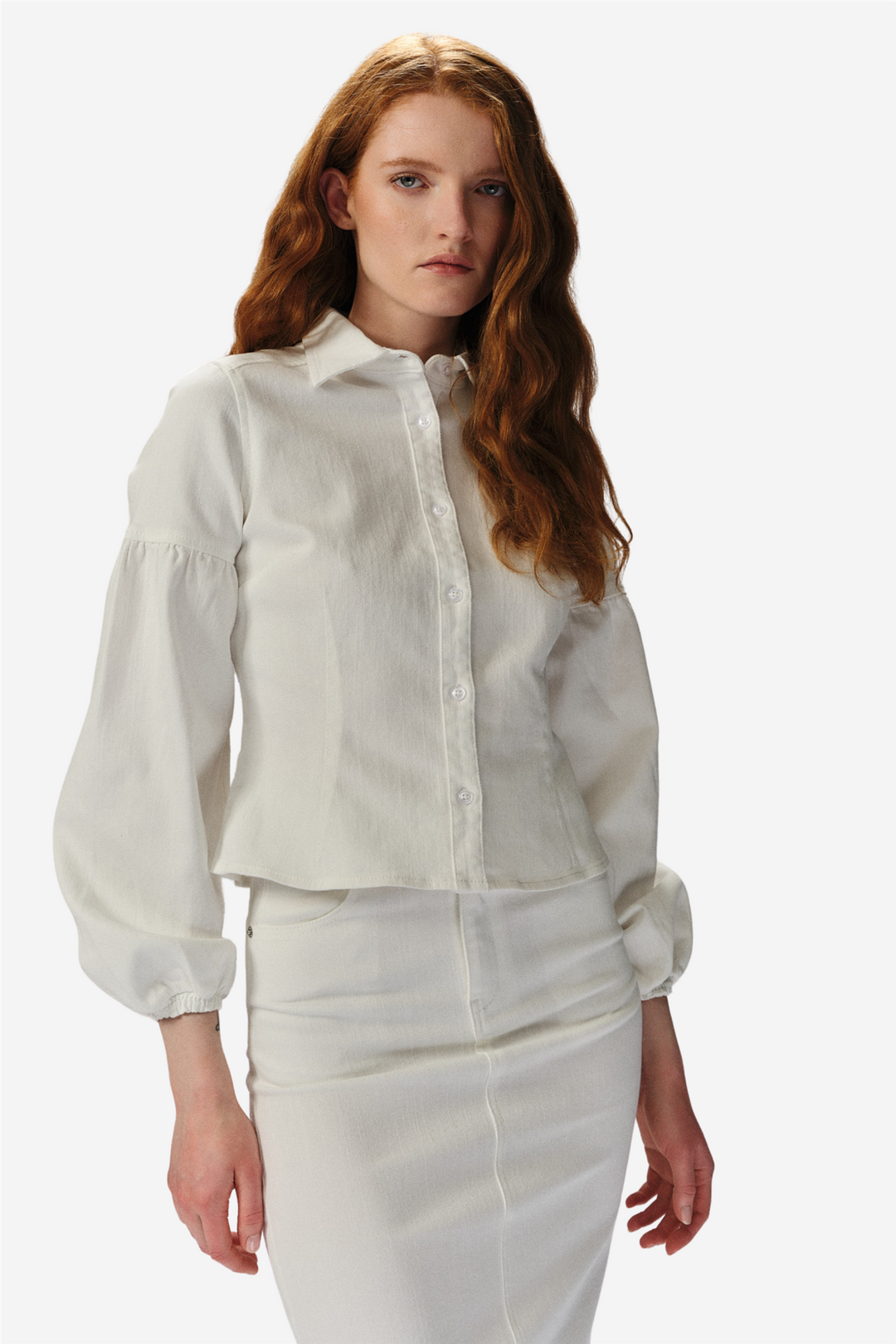 Janne Denim Blouse White Denim