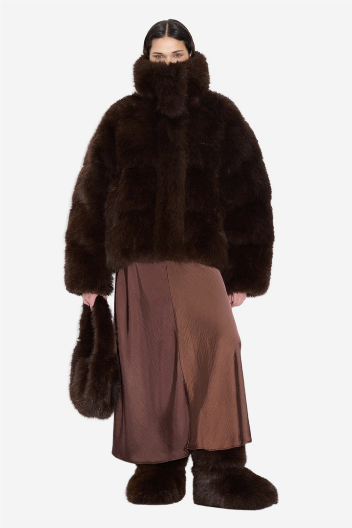 Steilia FauxFur Down Jacket Brown