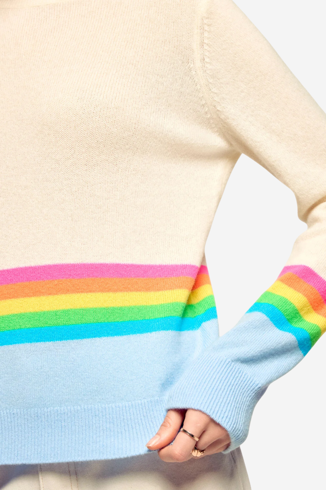 Crewneck Striped Sweater Baby Blue