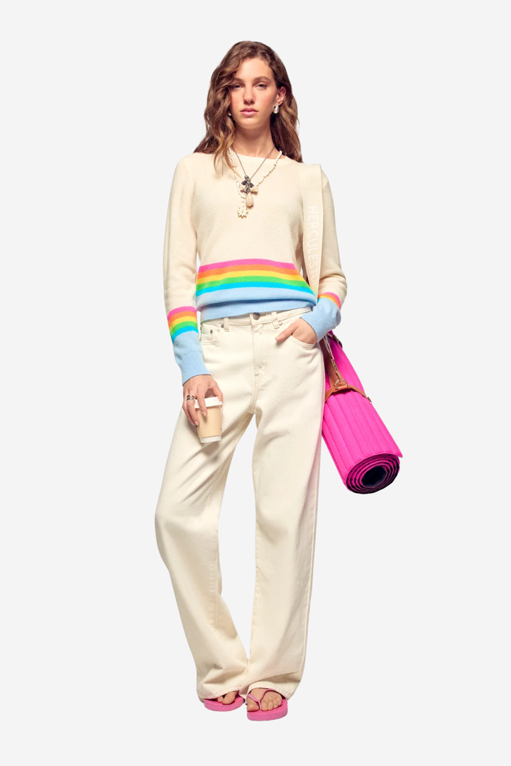 Crewneck Striped Sweater Baby Blue