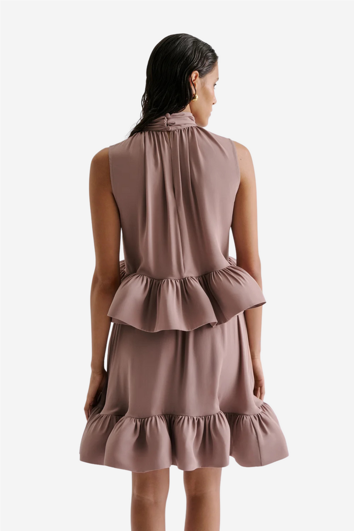 Cori Ruffled Hem Mini Skirt Taupe