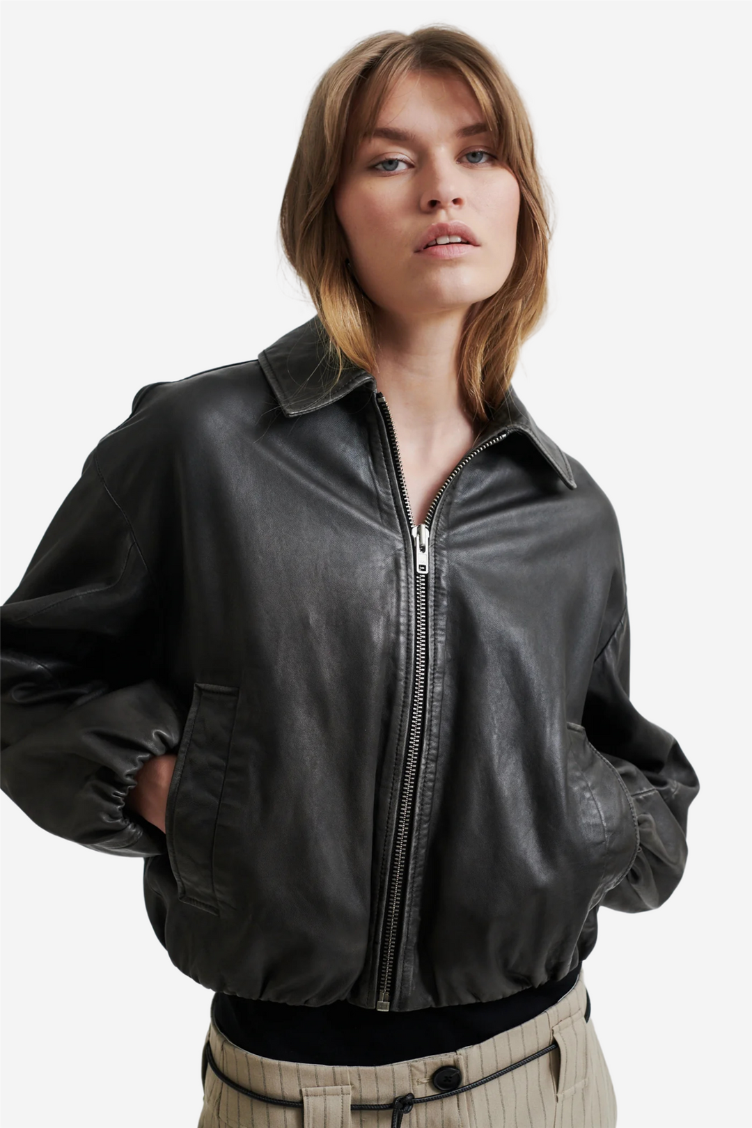 Lato Leather Bomber Jacket Thunderstorm