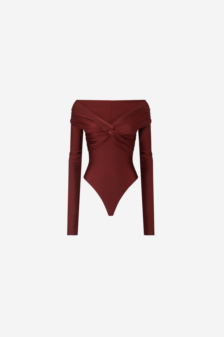 Kendall Bodysuit Off-Shoulder Burgundy