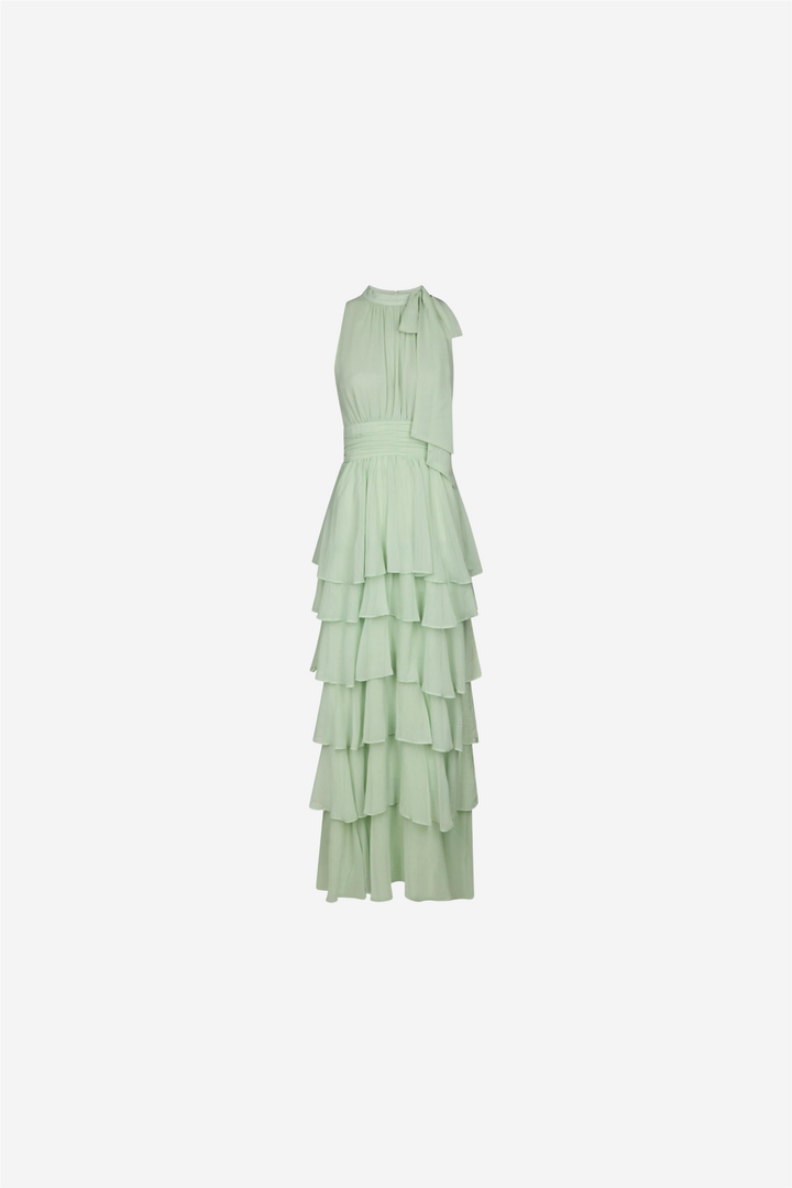 Marli Solid Chiffon Dress Light Green