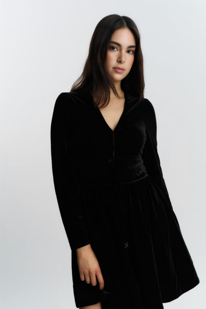 Tia Velour Dress Black
