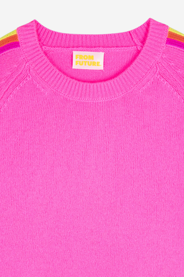 Crewneck Sweater Stripes Multicolor Sleeves Paradise Pink