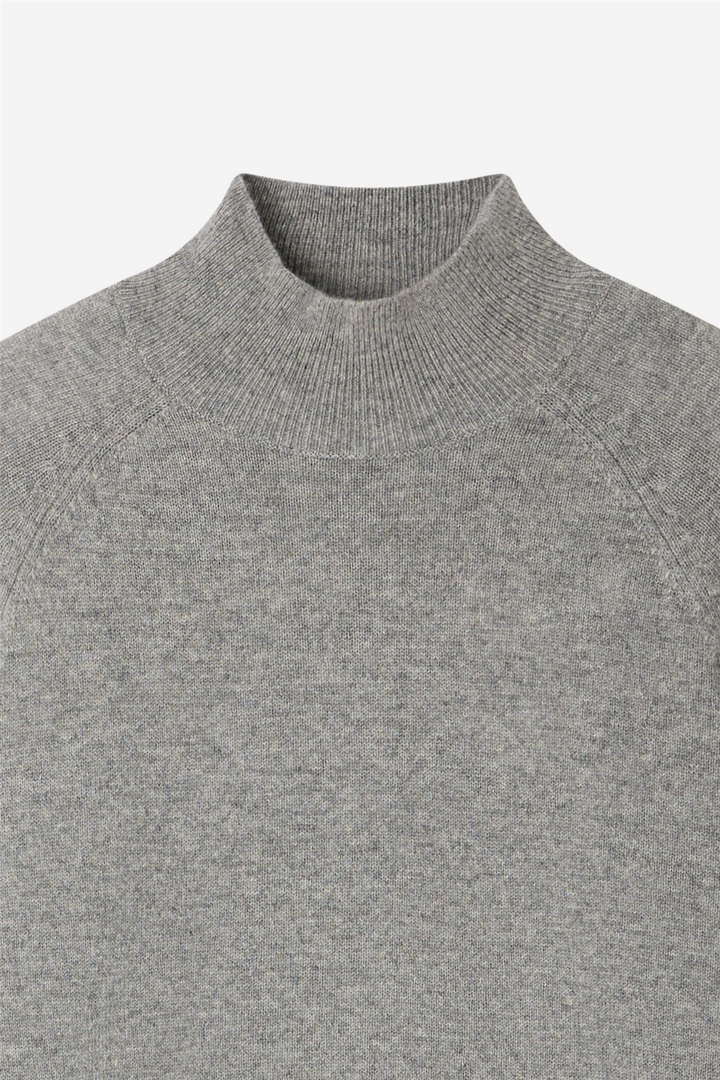 Mock Neck Sweater Multicolored Hearts Dark Heather Gray