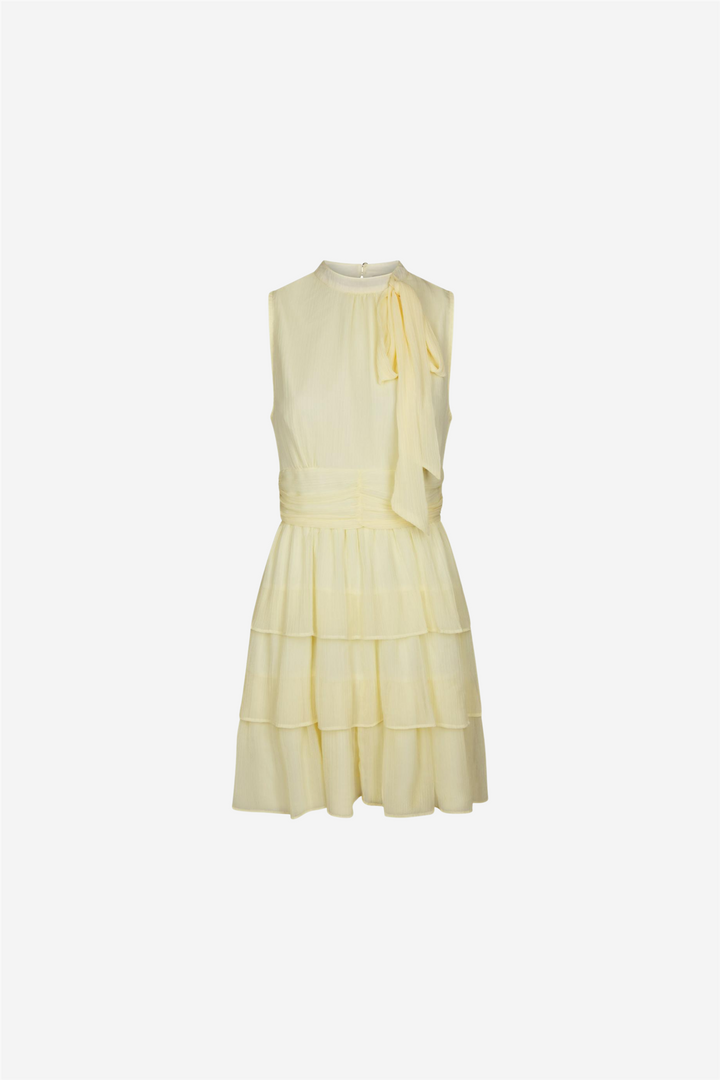 May Solid Chiffon Dress Light Yellow