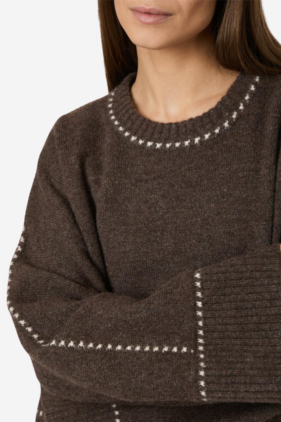 Roeme Knit Stitch Blouse Dark Brown