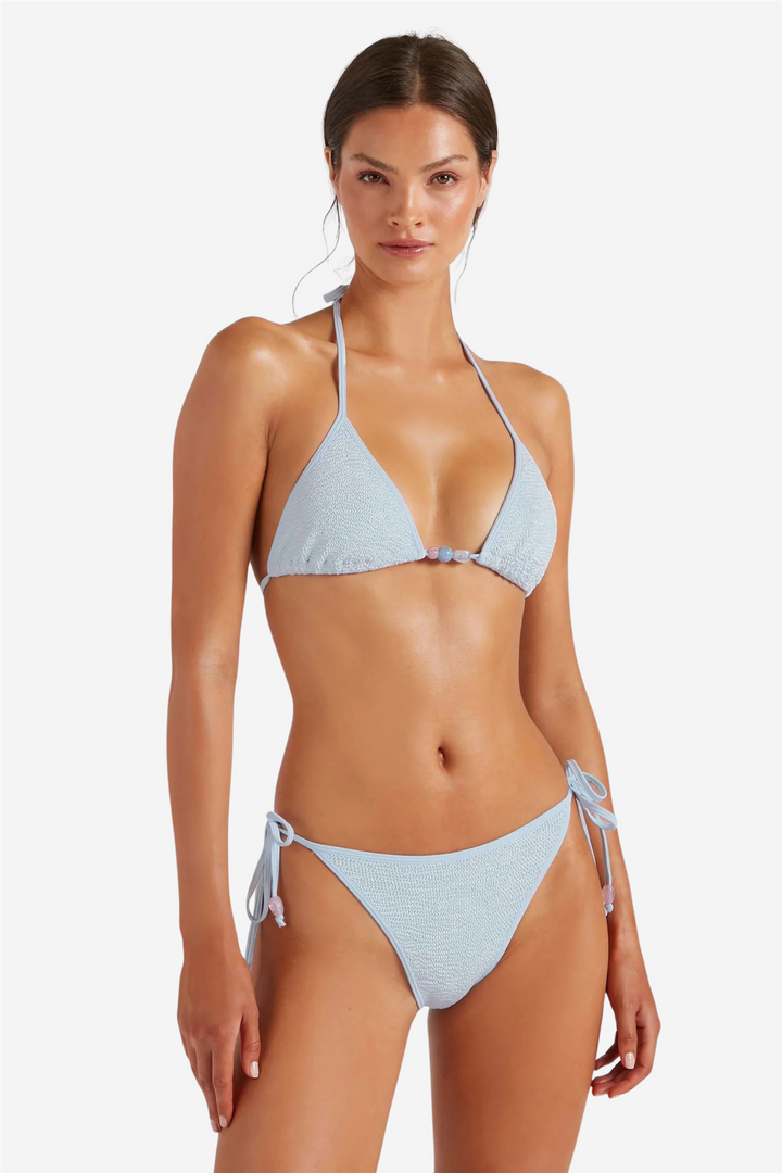 Gina Beaded Bikini Metallic Ice Blue