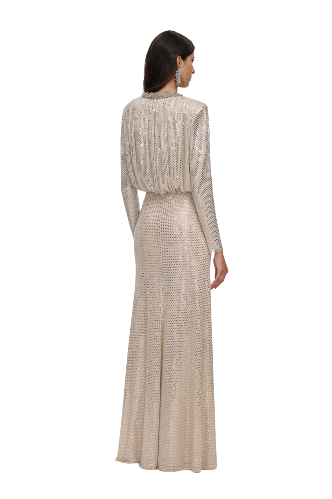 Rhinestone Embellished Maxi Dress Champagne