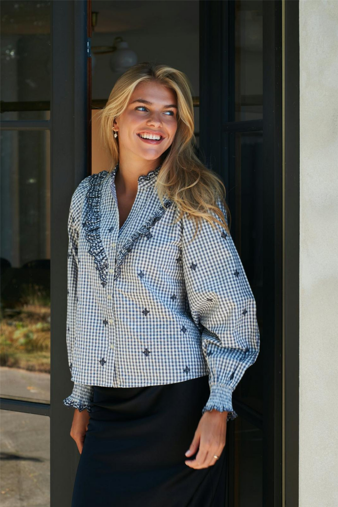 Degas Check Blouse Grey