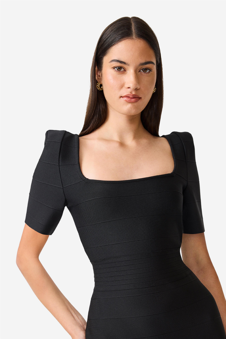 Ninette Square Neck Column Maxi Dress Black