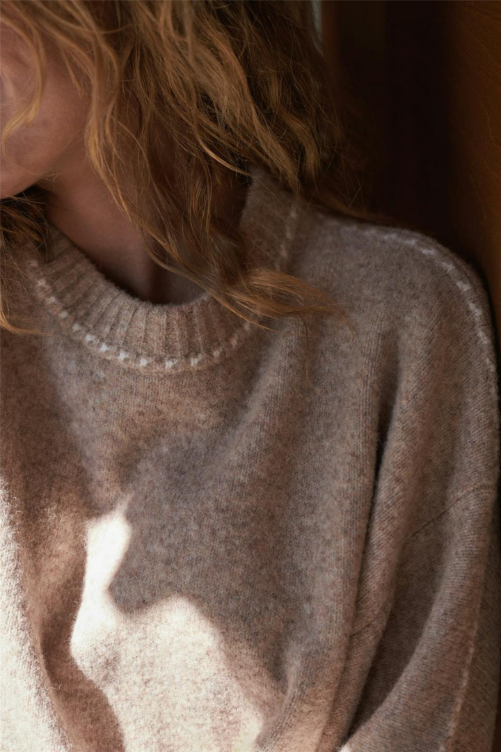 Roeme Knit Stitch Blouse Beige Melange