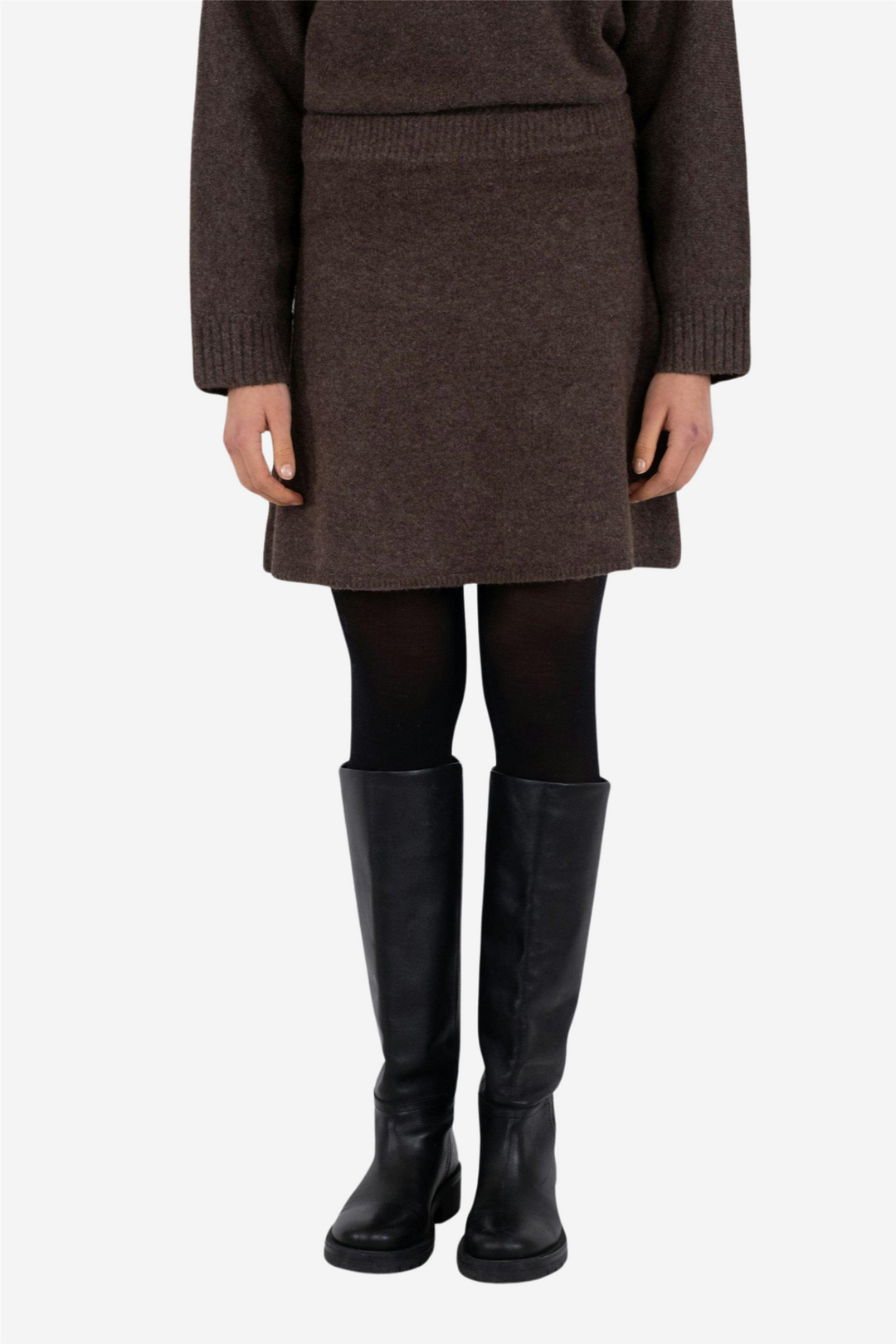 Gisa Knit Skirt Brown Melange