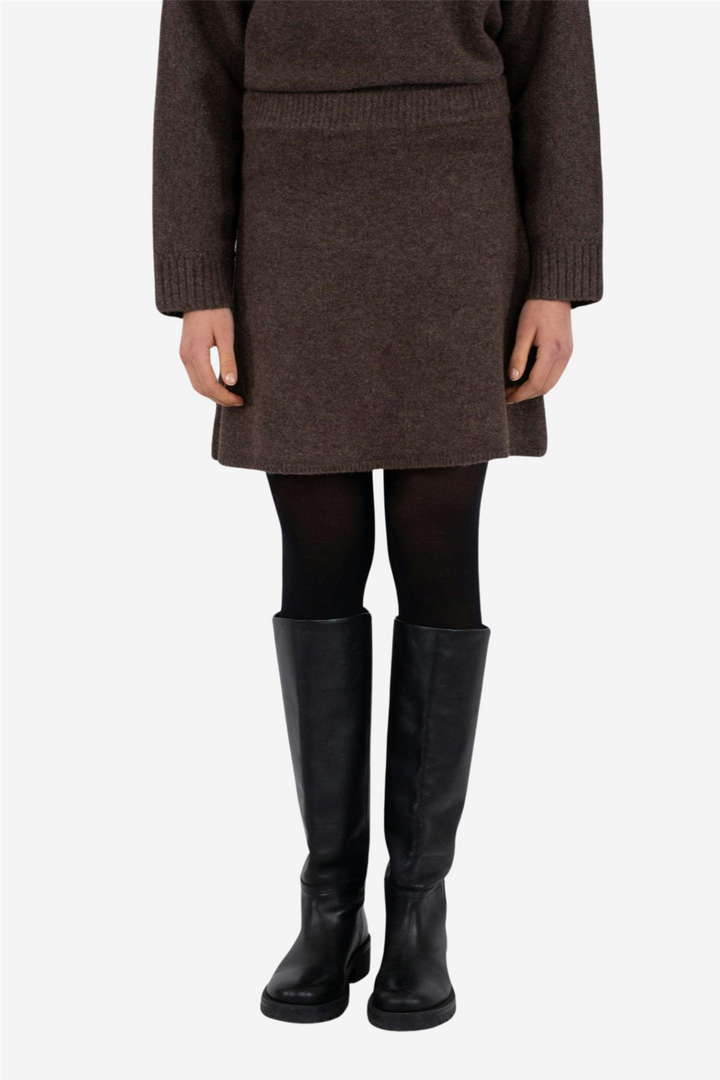 Gisa Knit Skirt Brown Melange