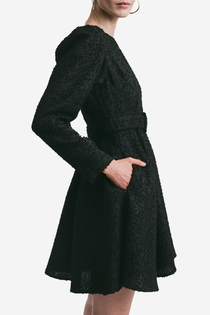 Boucle Belt Dress Black