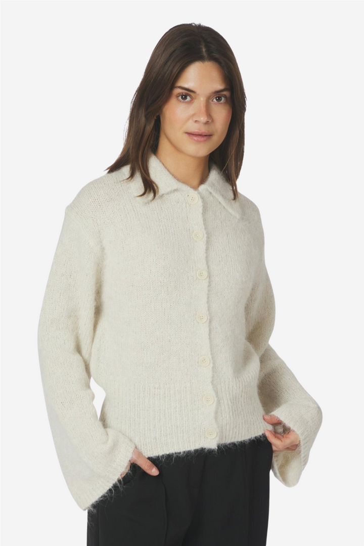Ramera Fluffy Knit Cardigan Off White