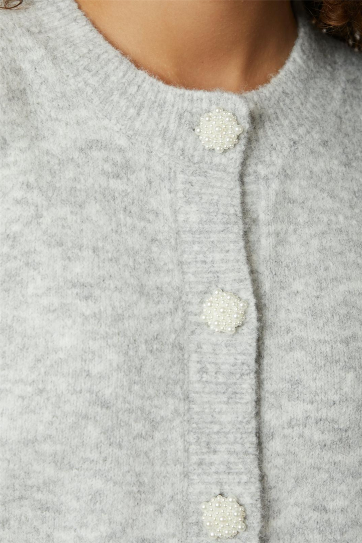 Trudy Deco Knit Cardigan Light Grey Melange