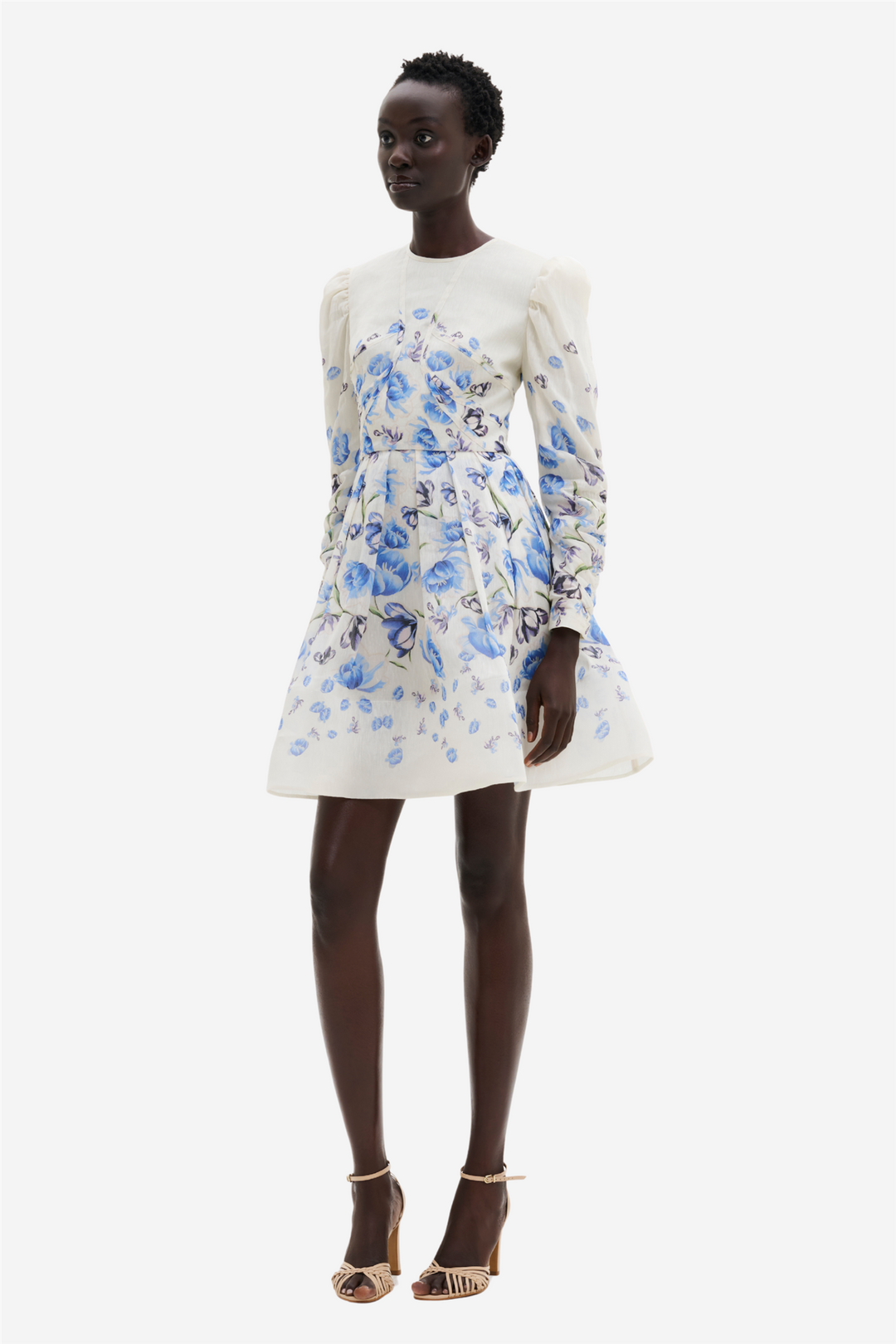 Leoni Silk Blend Mini Dress Tulip Blue