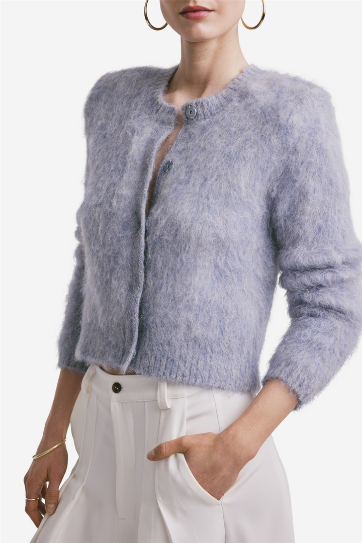 Hairy Knit Jacket Sky Blue