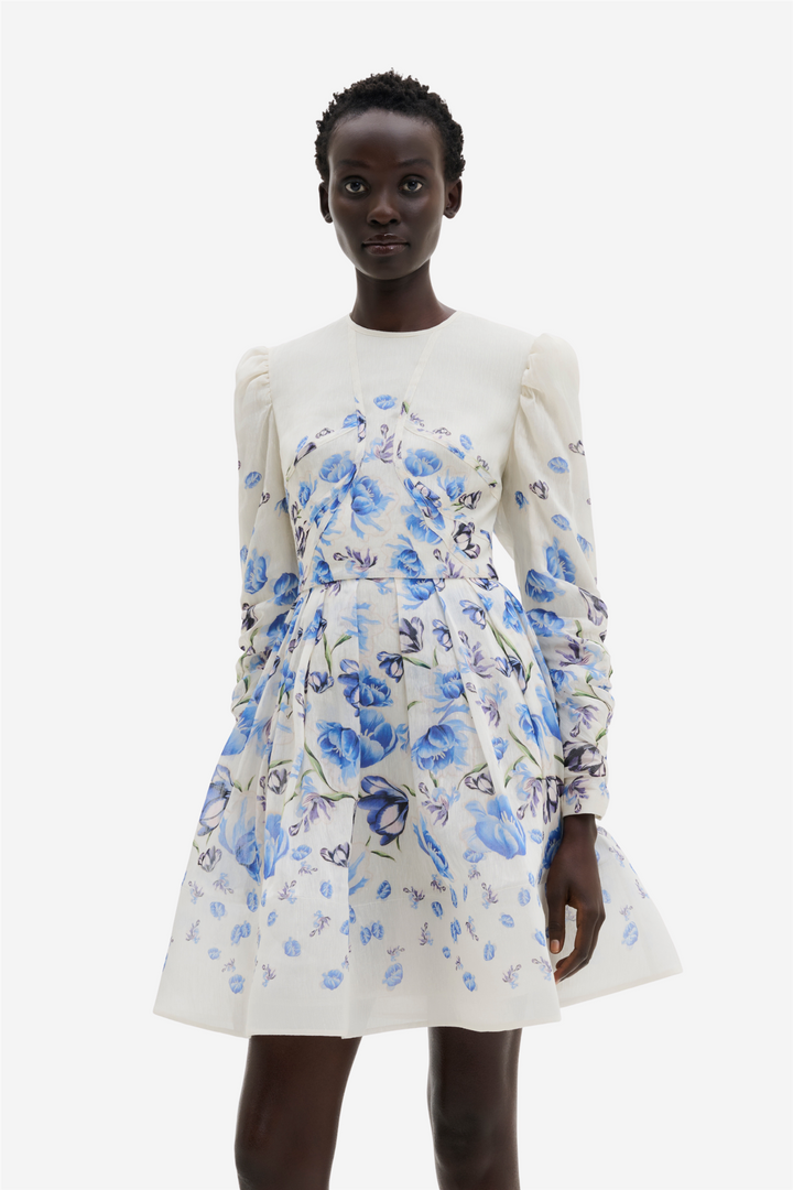 Leoni Silk Blend Mini Dress Tulip Blue