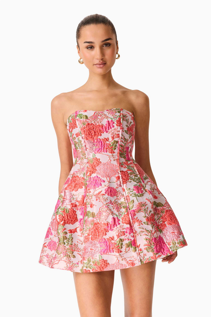 Floralie Strapless Mini Dress Pink Floral