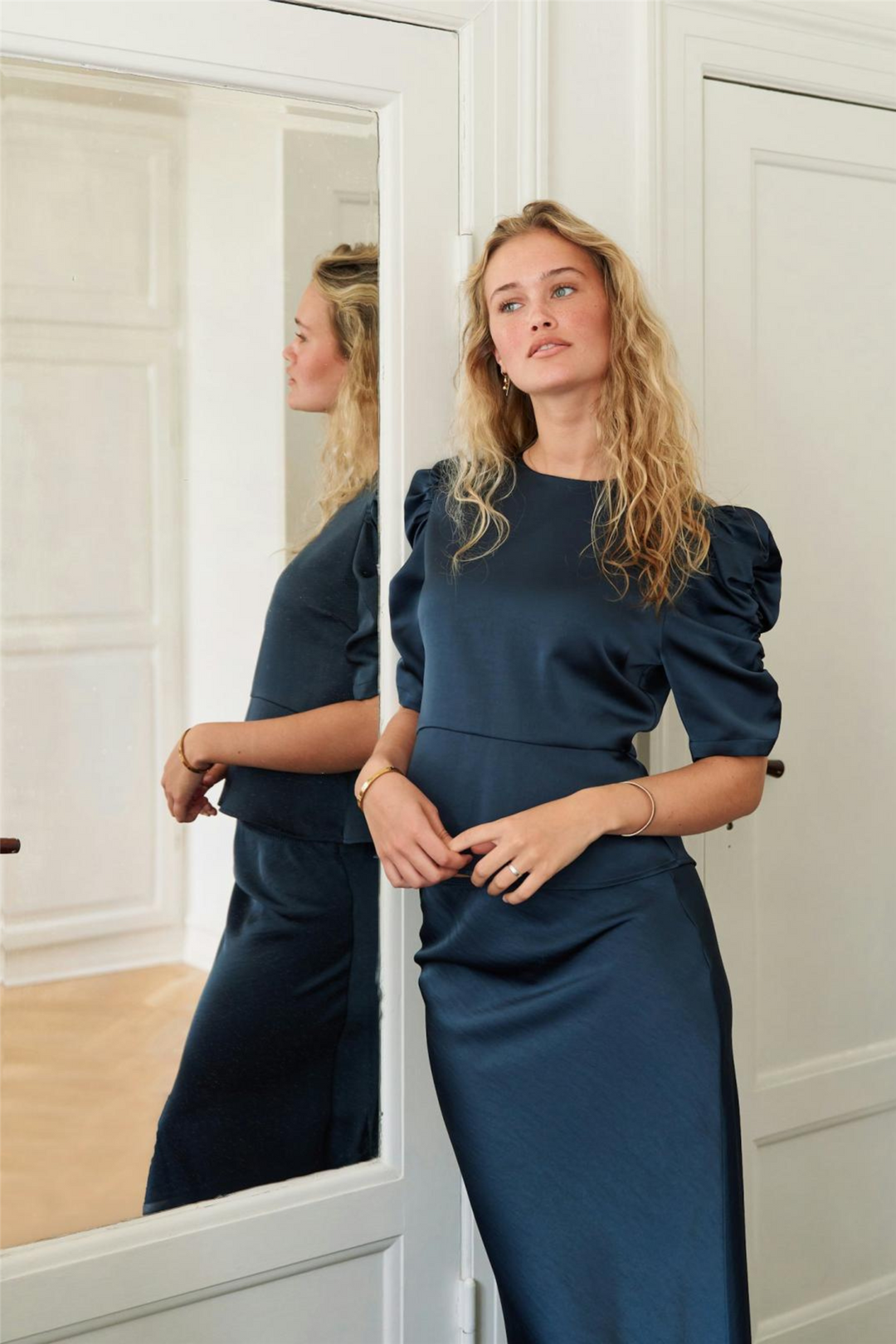 Ben Heavy Sateen Blouse Midnight Blue