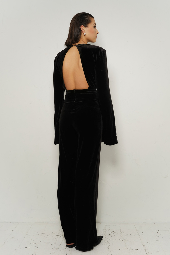 Amira Velour Jumpsuit Black