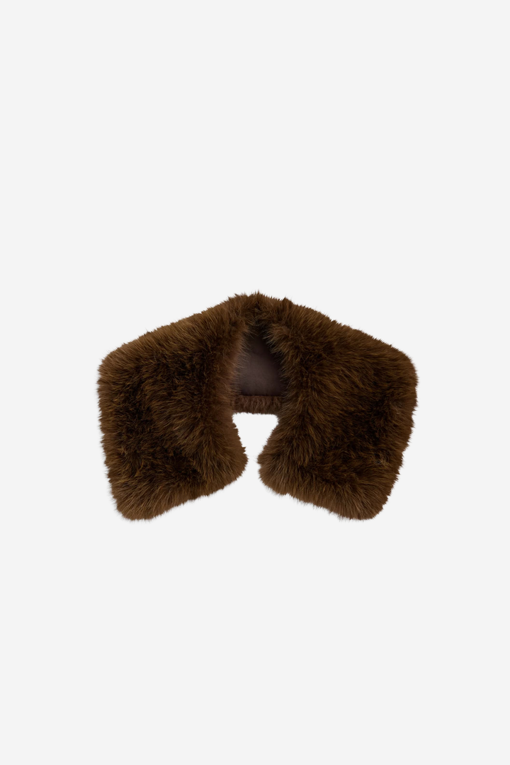 Dina Fake Fur Collar Brown