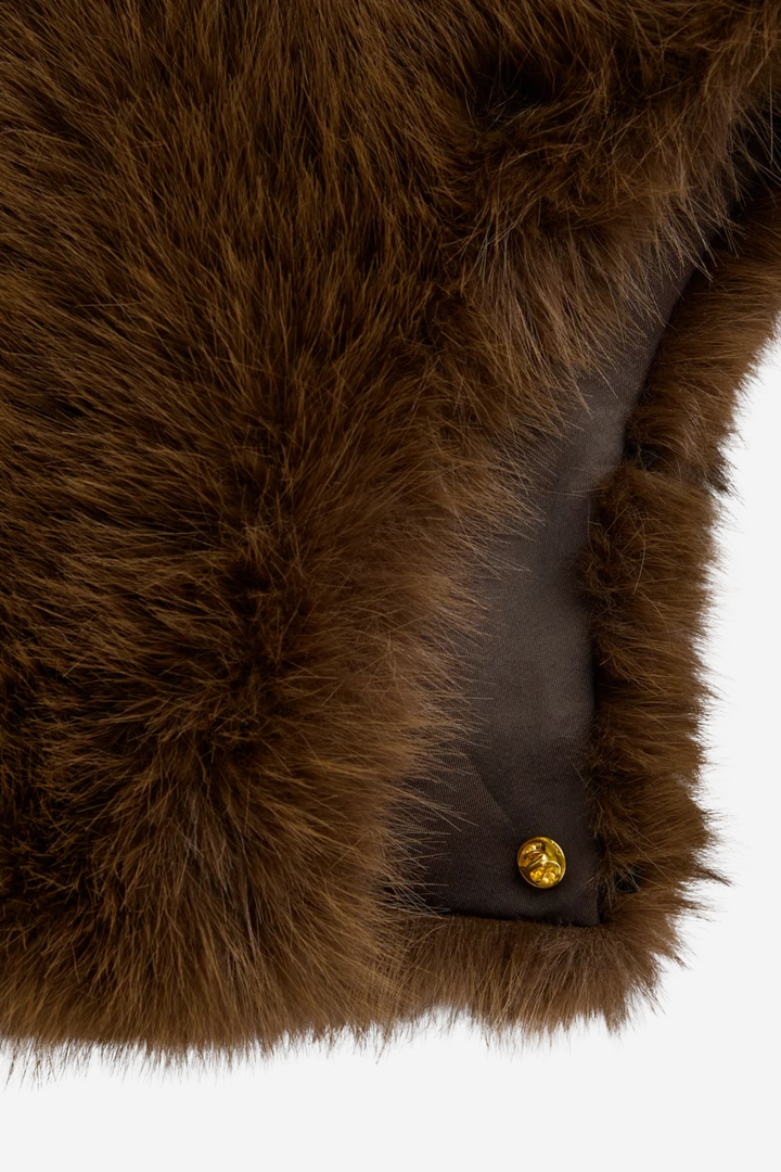 Dina Fake Fur Collar Brown