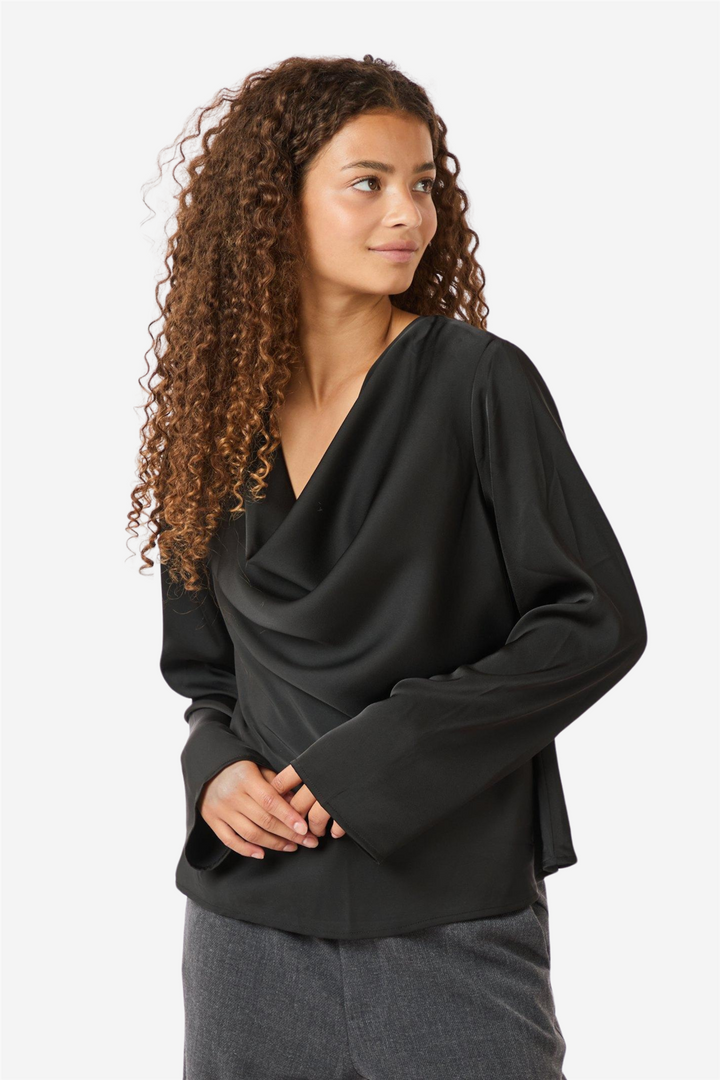 Vallista Soft Satin Blouse Black