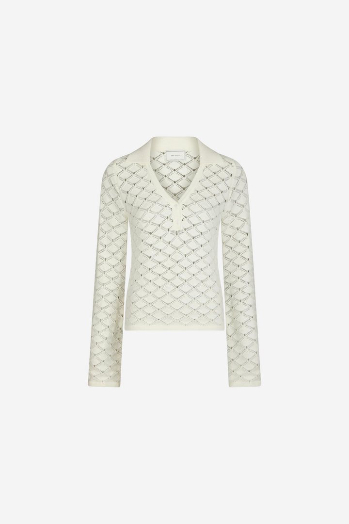 Aston Stitch Knit Bloouse Off White