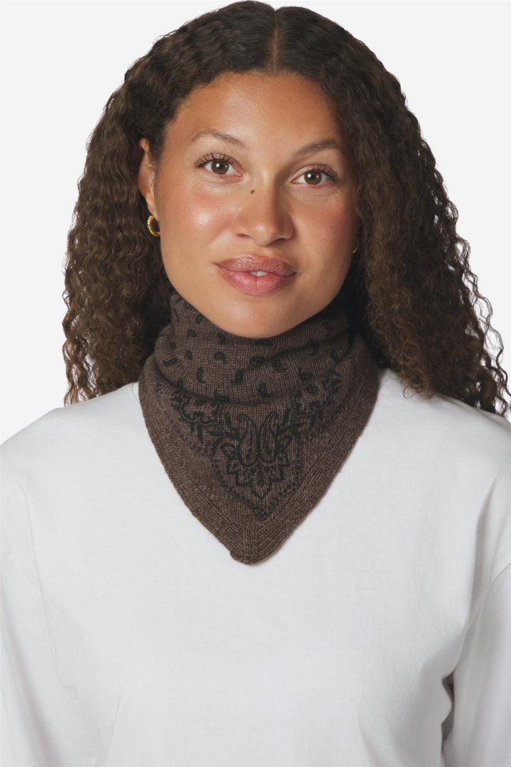 Ariya Paisley Knit Scarf Brown Melange
