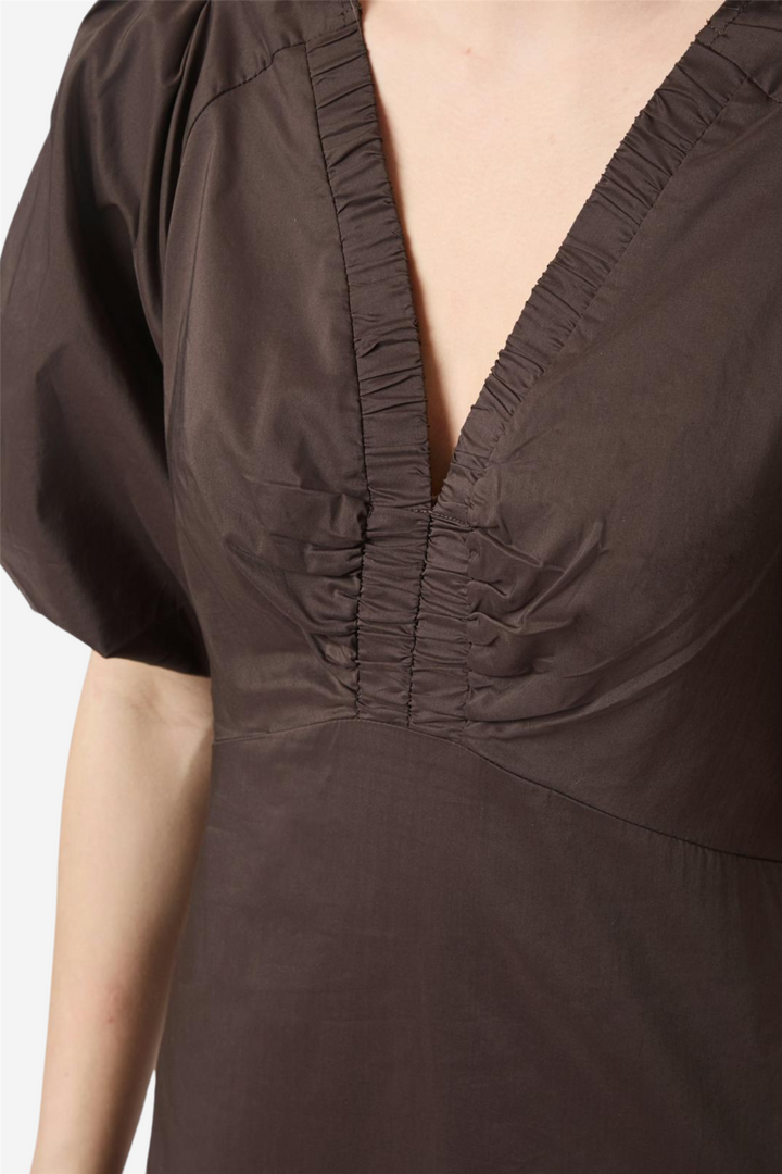 Illana Poplin Dress Chocolate Brown