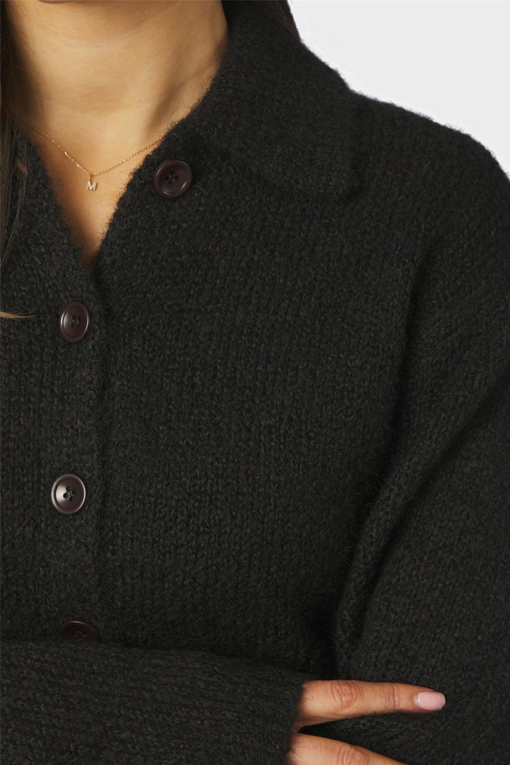 Ramera Fluffy Knit Cardigan Dark Brown