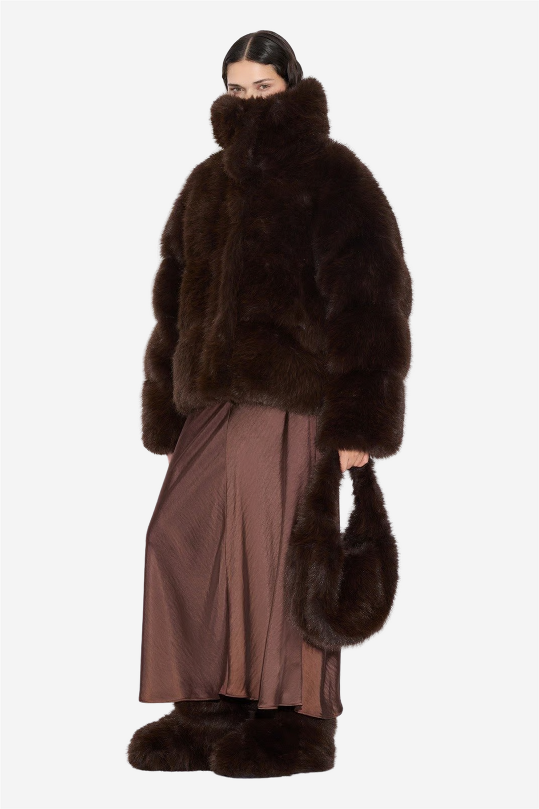 Steilia FauxFur Down Jacket Brown