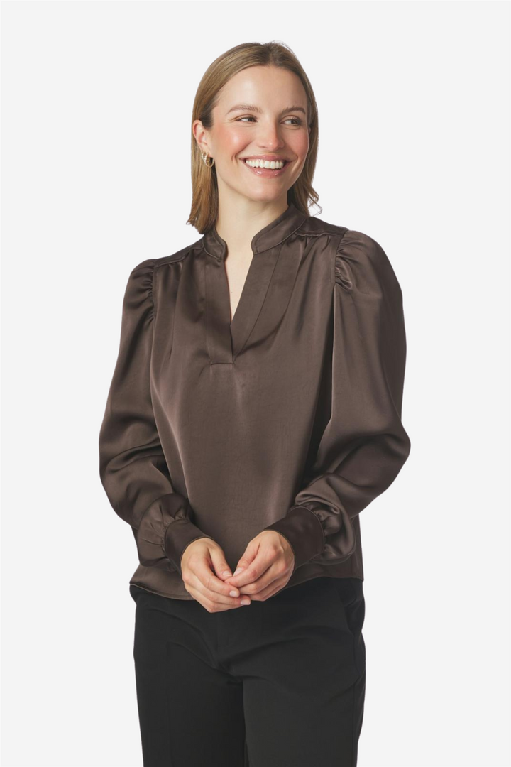 Rosslyn Heavy Sateen Blouse Dark Brown