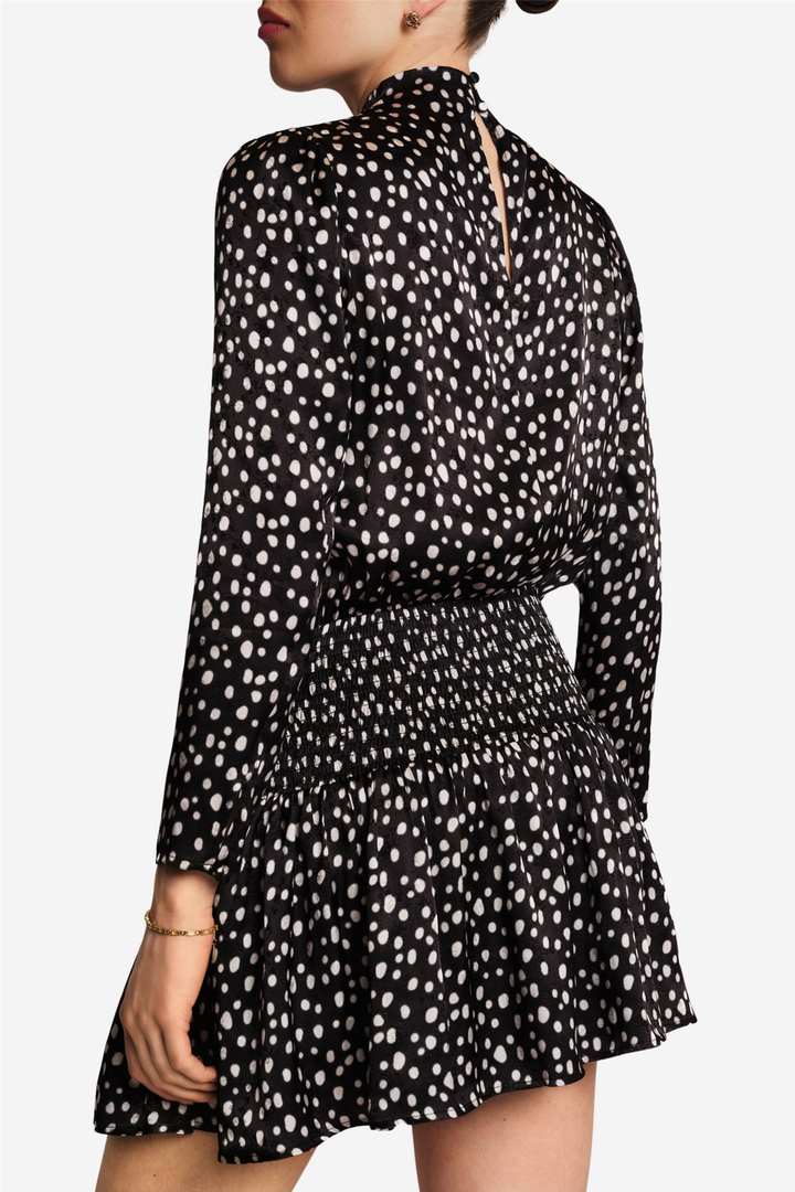 Jacquard Pleated Dress Black Bliss