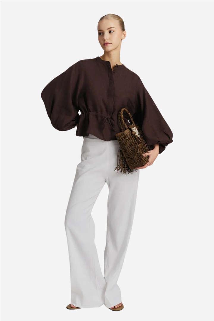 Camille Linen Shirt Dark Brown