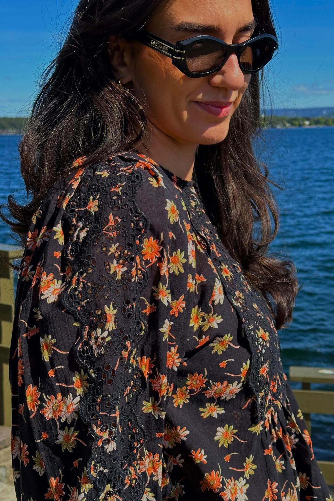 Cotton Slub Blouse Midnight Daisy