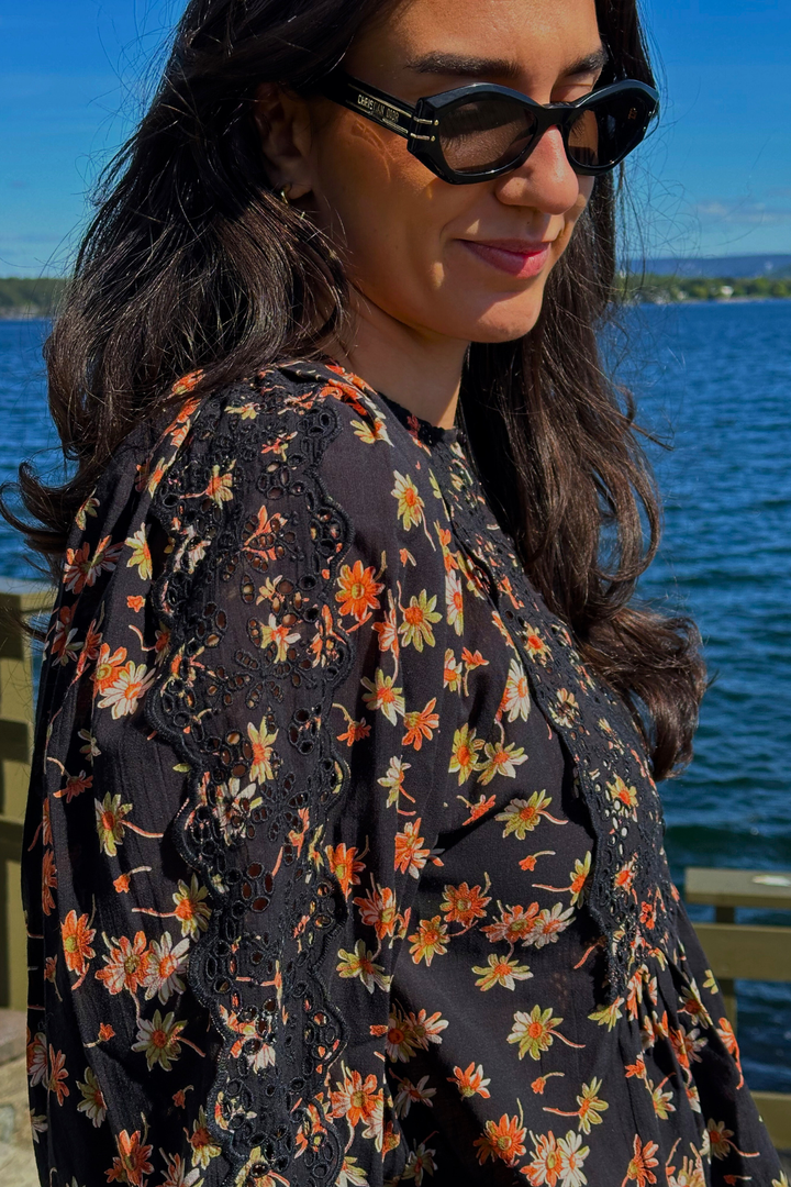 Cotton Slub Blouse Midnight Daisy