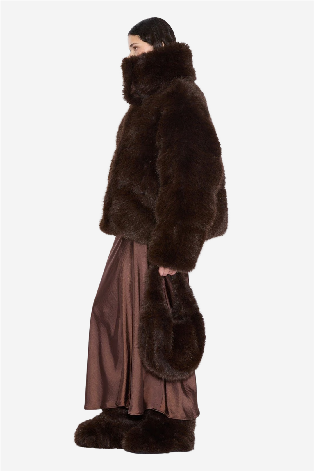 Steilia FauxFur Down Jacket Brown