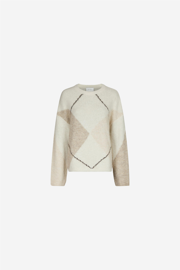 Inga Check Fluff Knit Blouse Creme