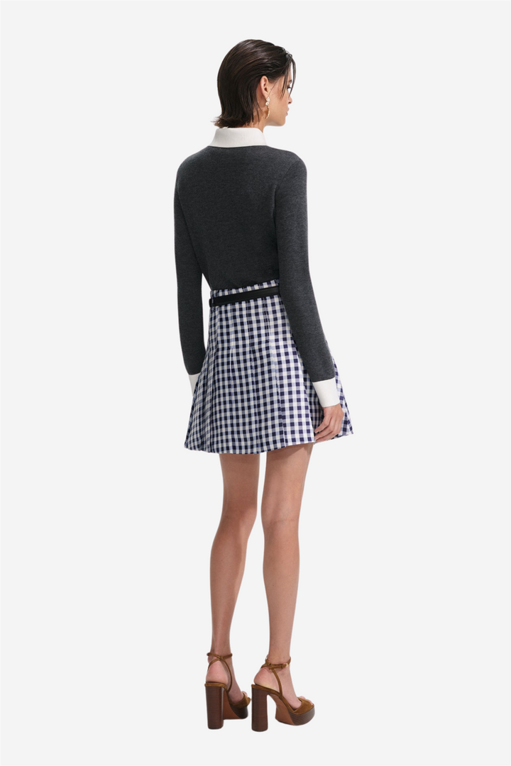 Gray Contrast Collar Cardigan