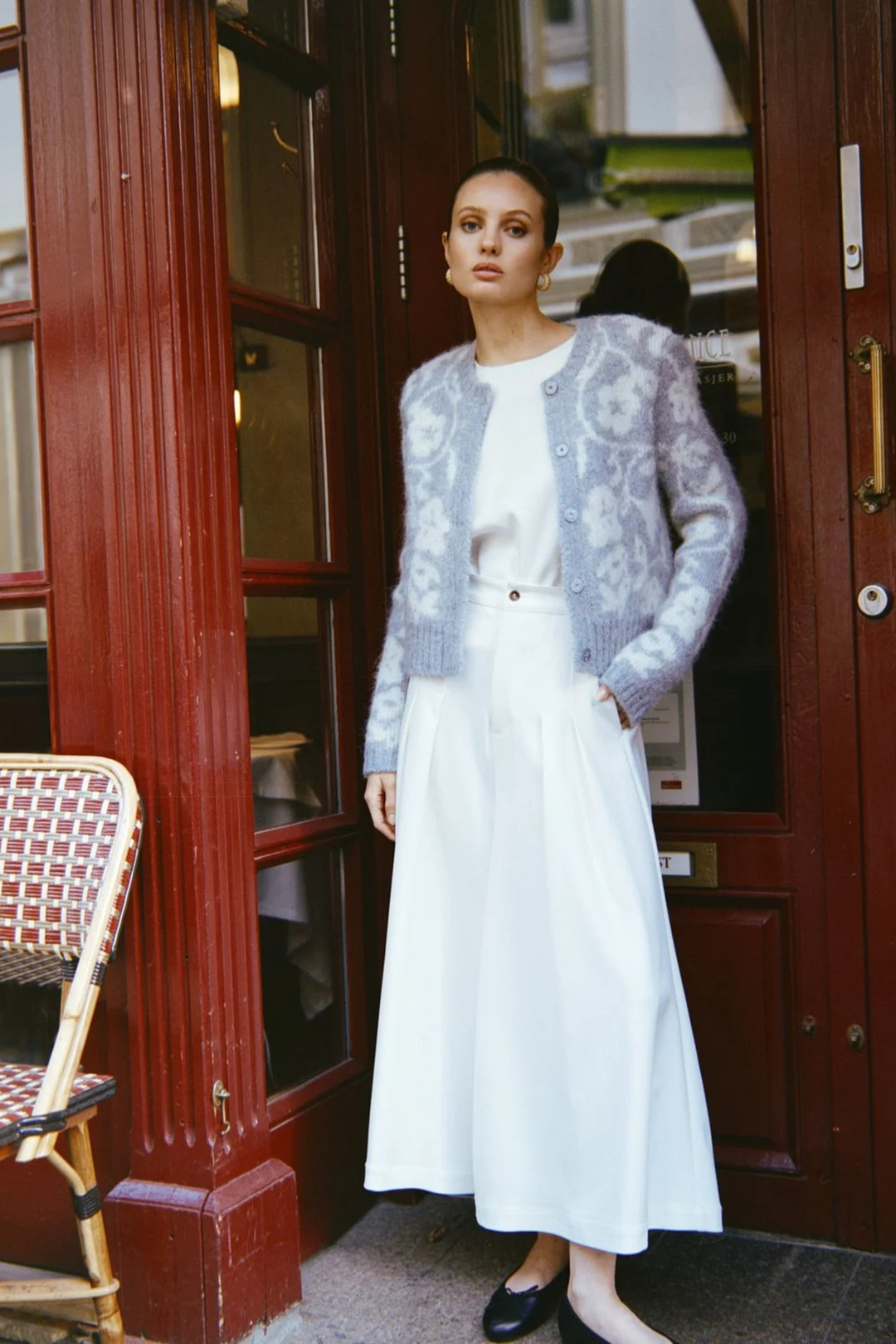 Jacquard Knit Jacket Sky Blue