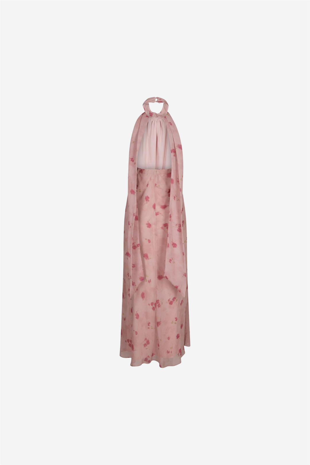 Fiona Blurred Flower Halter Neck Dress Light Pink