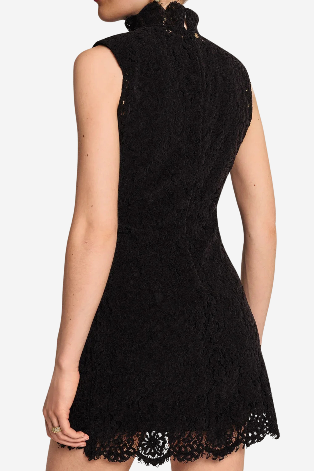 Lace Velvet Mini Dress Black