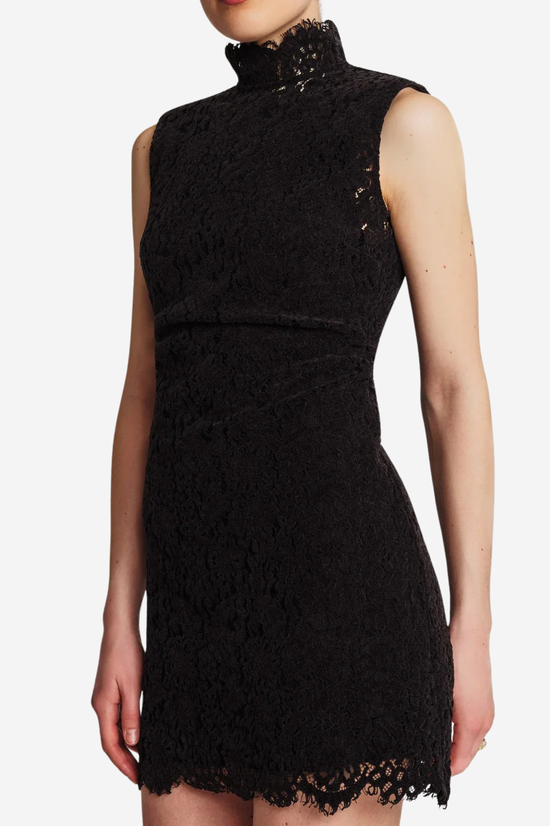Lace Velvet Mini Dress Black