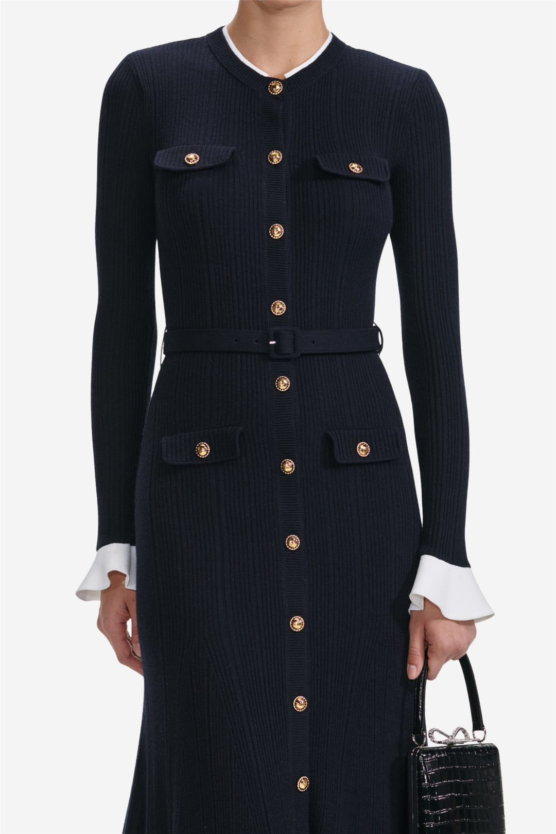 Viscose Knit Midi Dress Navy
